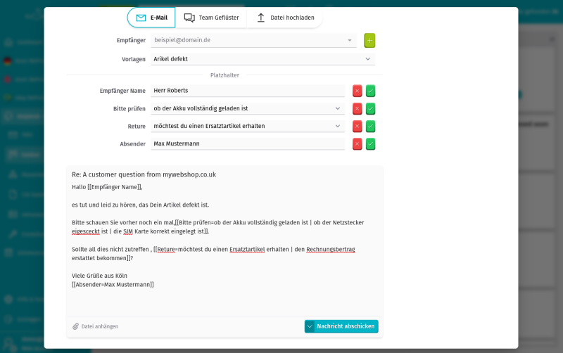 Antwort Vorlagen | HelpDesk