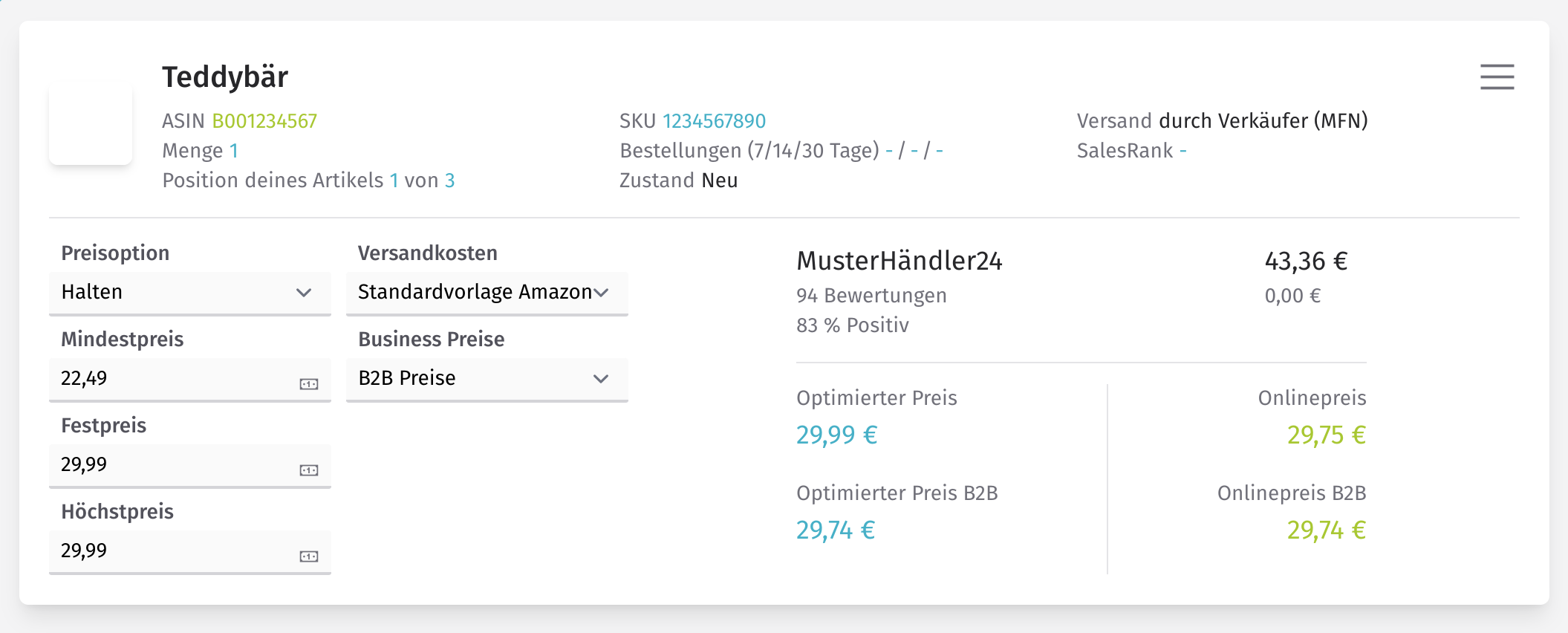 Optimierten B2B-Preise
