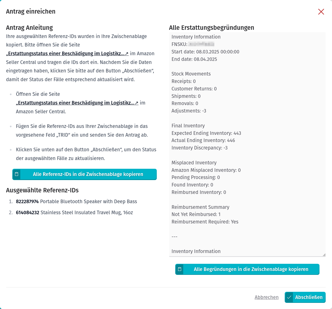 Erstattungsantrag erstellen und einreichen
