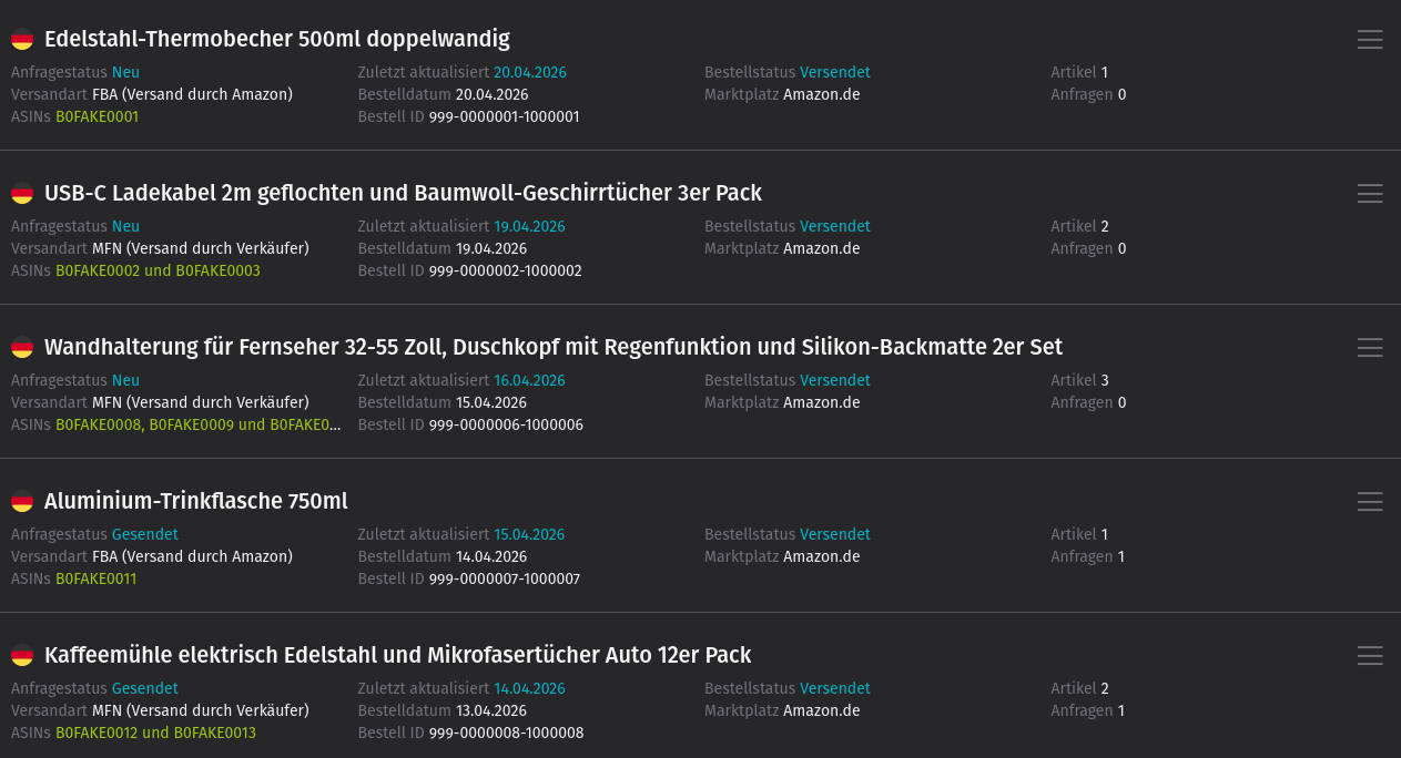 Bestellungs-Übersicht