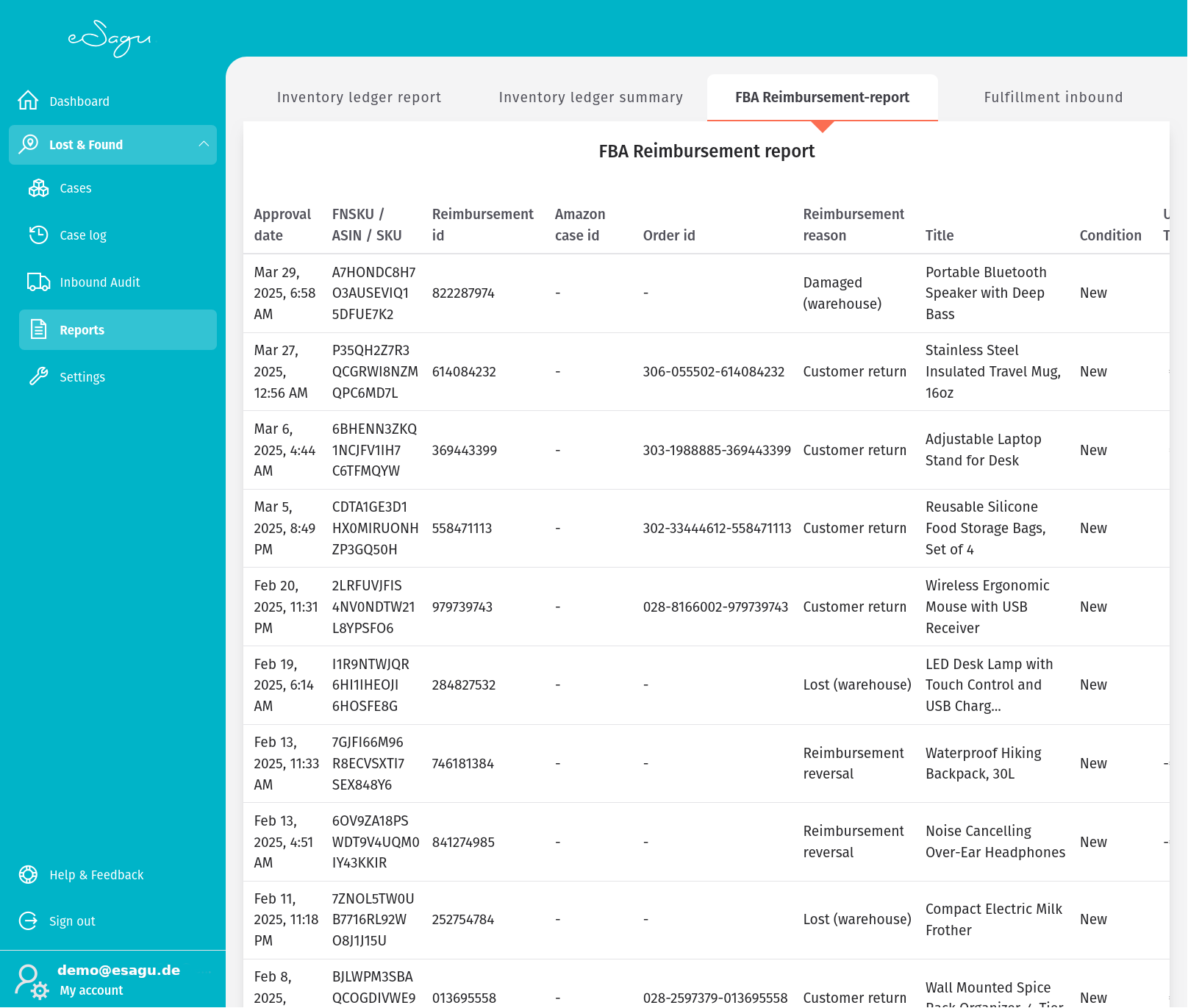 FBA Reimbursement Report