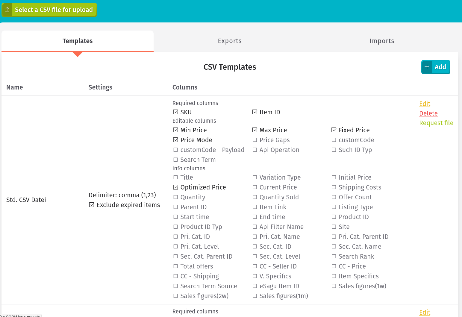 CSV Files - Template