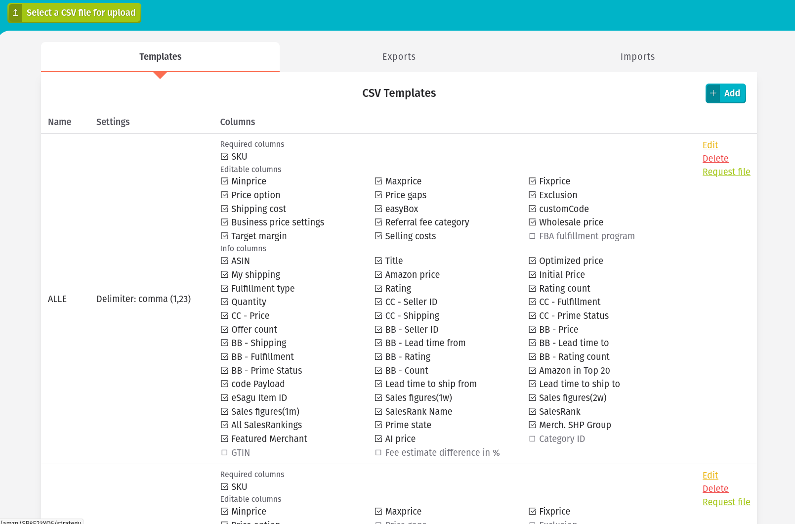 CSV Files - Template