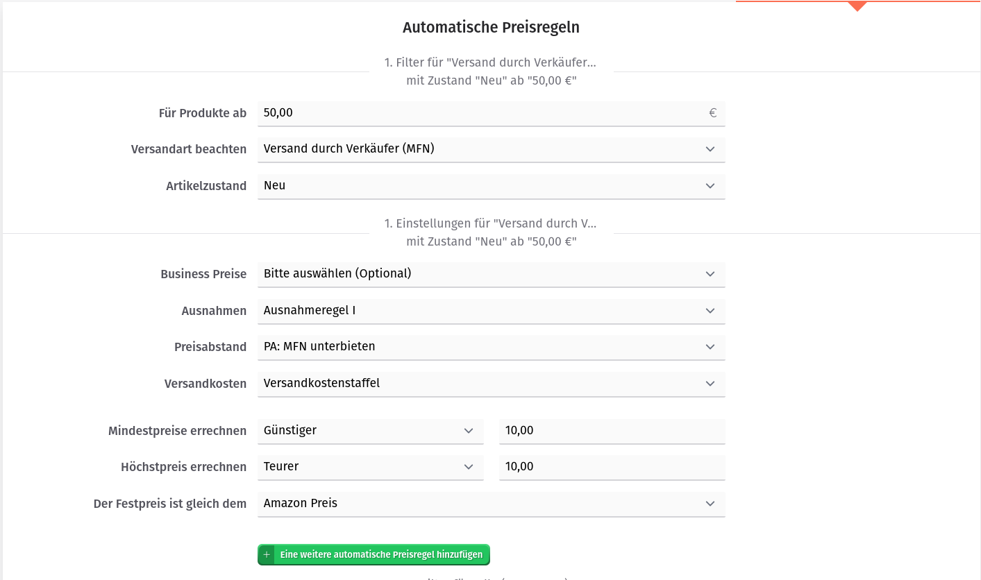 Strategie - Automatische Preisregeln