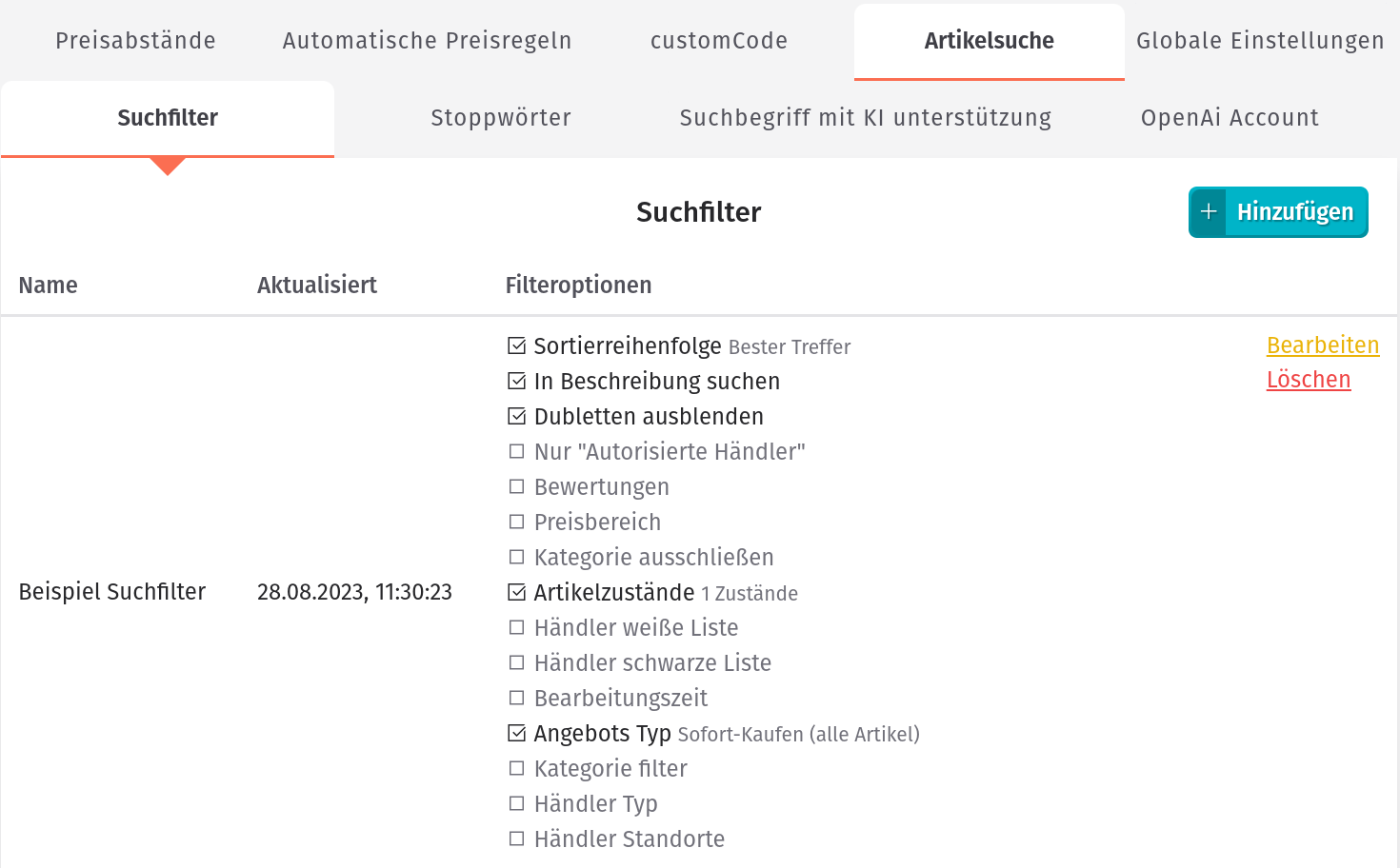 Suchfilter