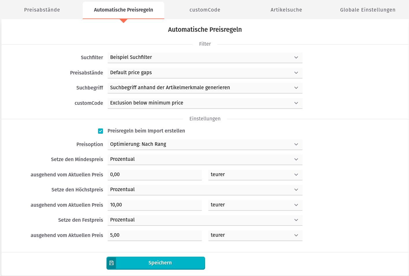 Automatische Preisregeln