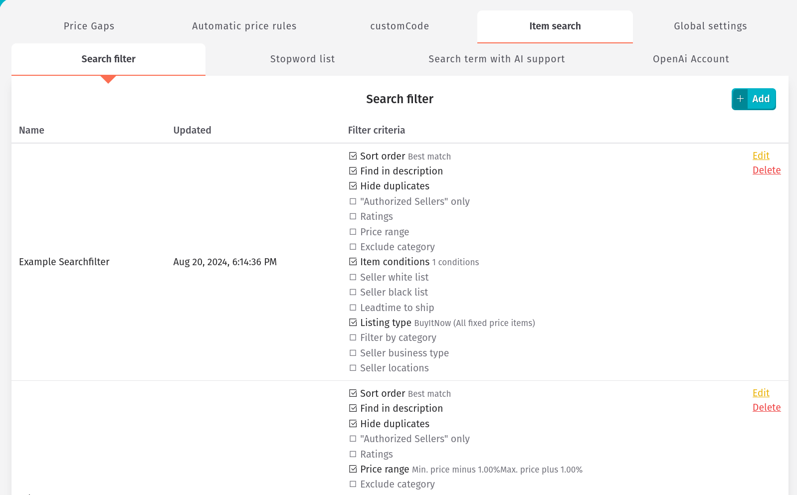Strategy - Search filter