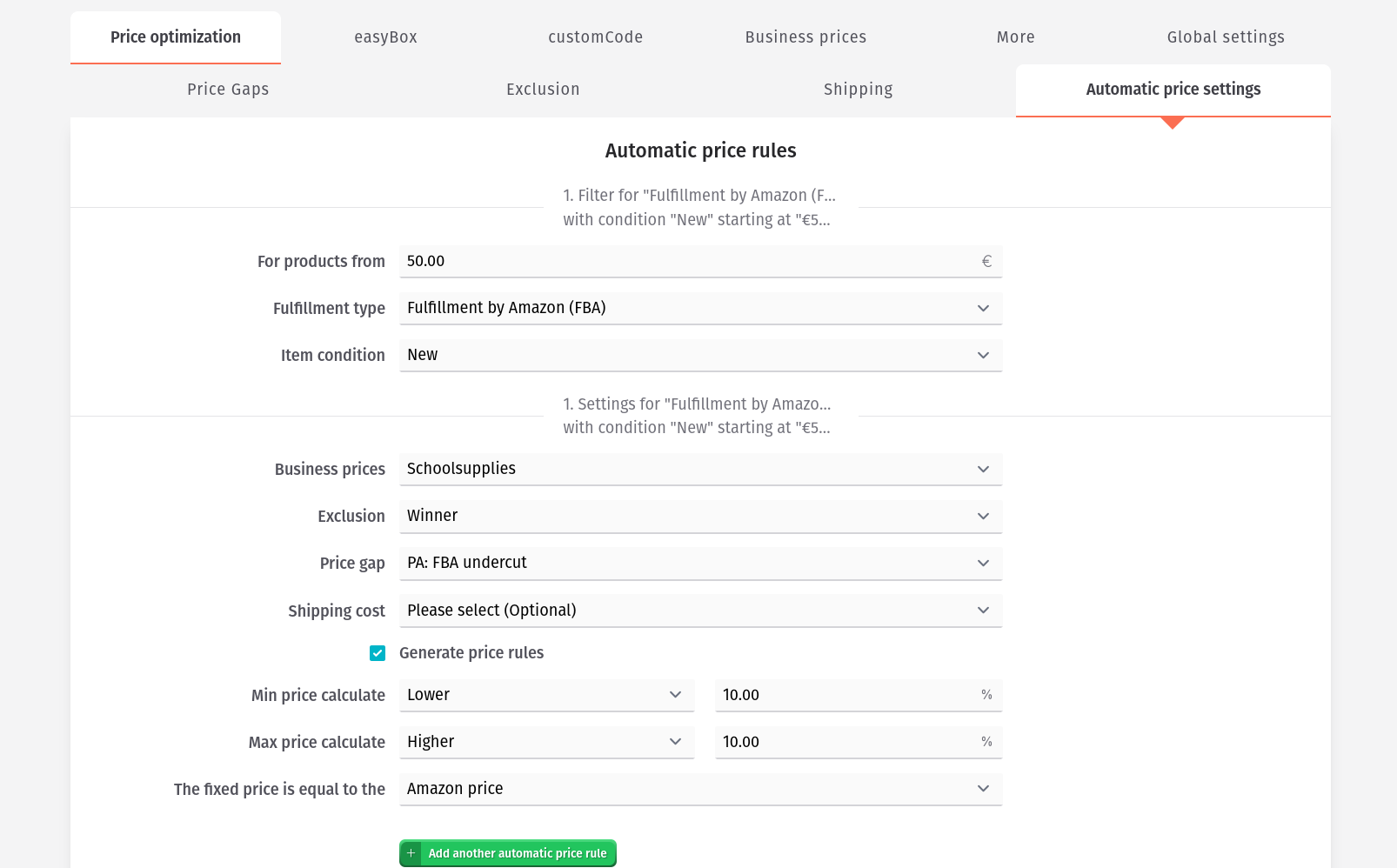 Strategies - Automatic Price Rules