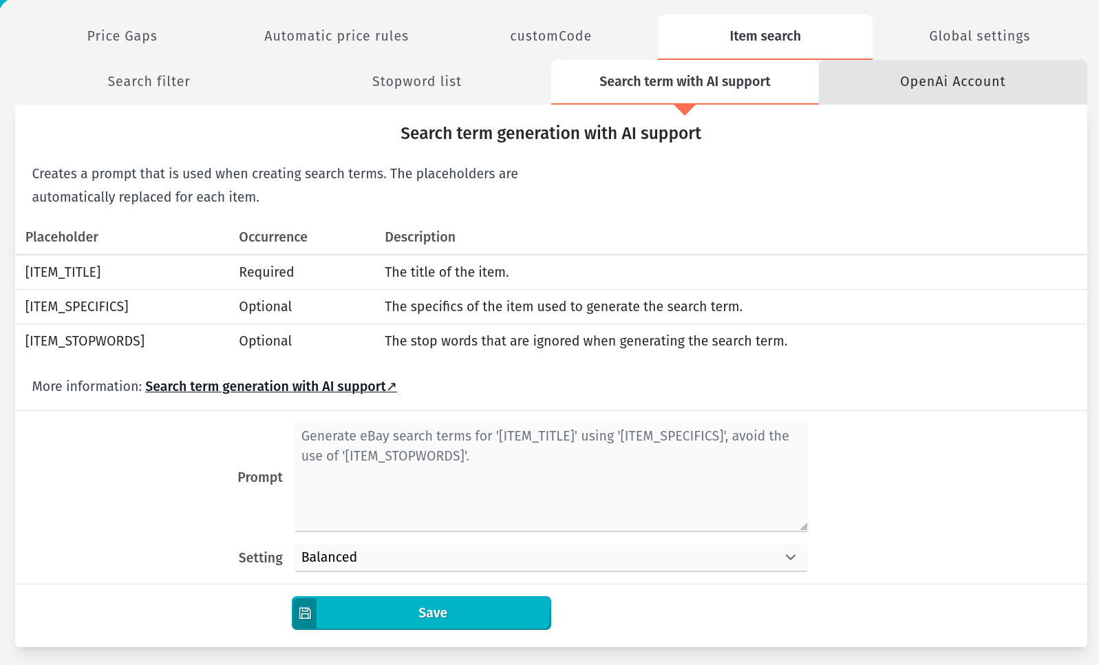 Strategy - Search terms with AI support