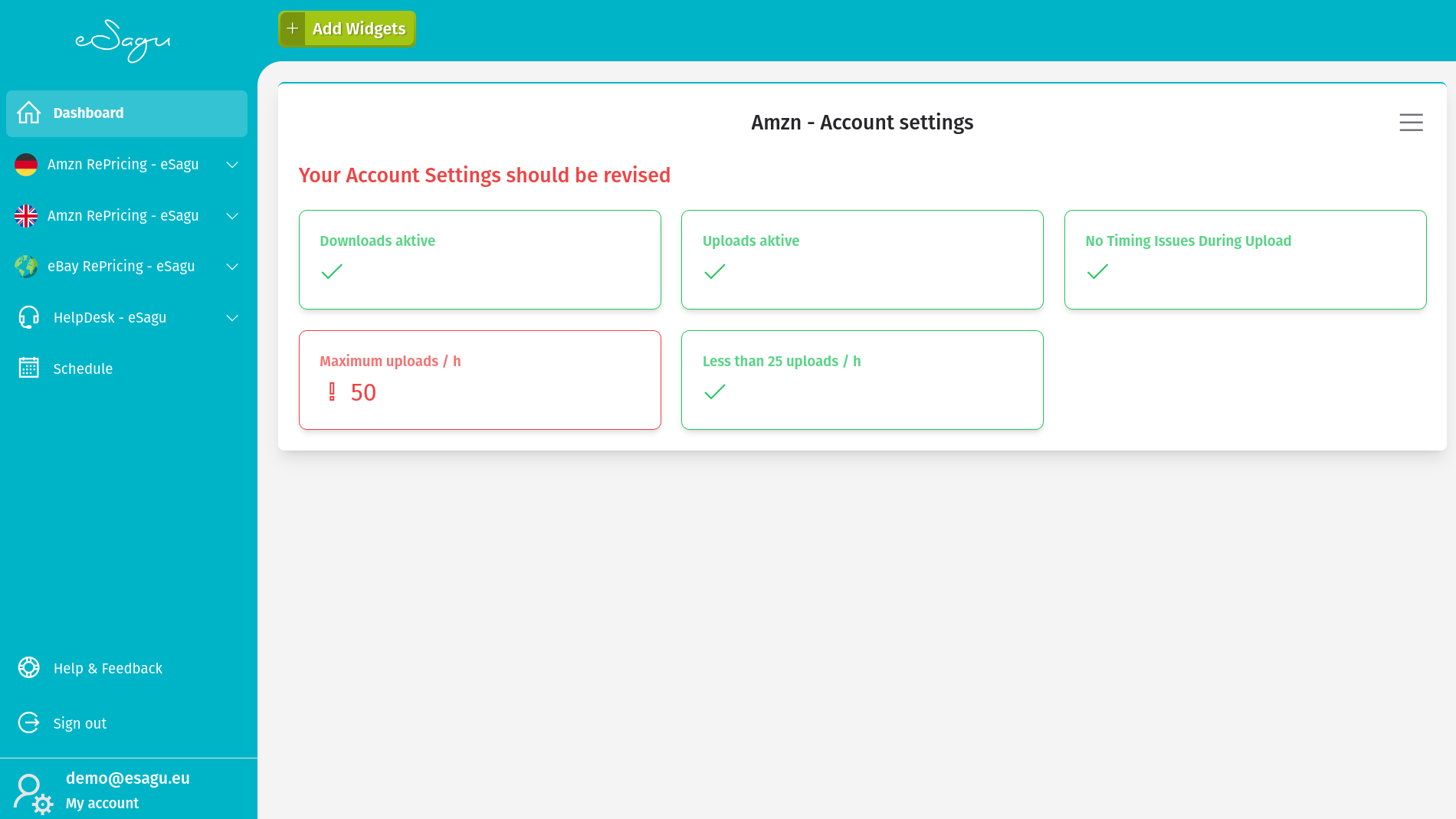 Widgets - Account Settings