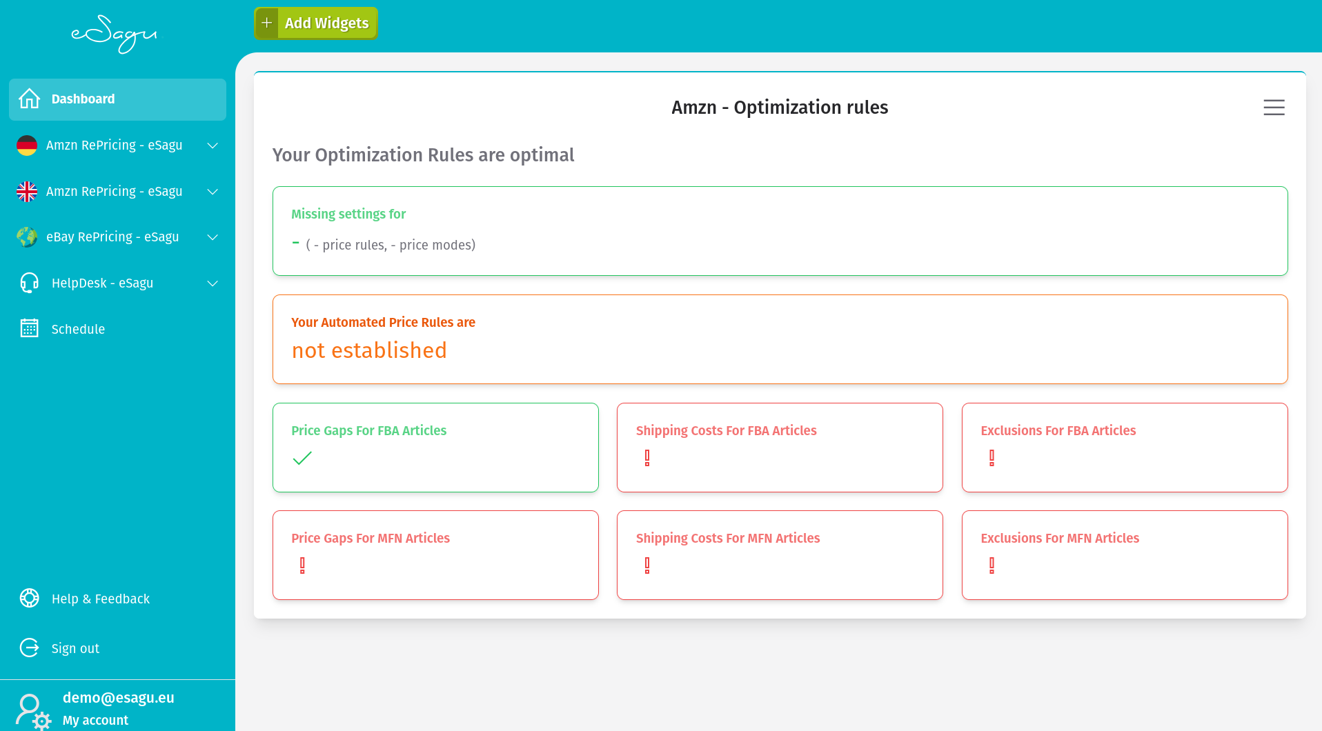Widgets - Optimization Rules