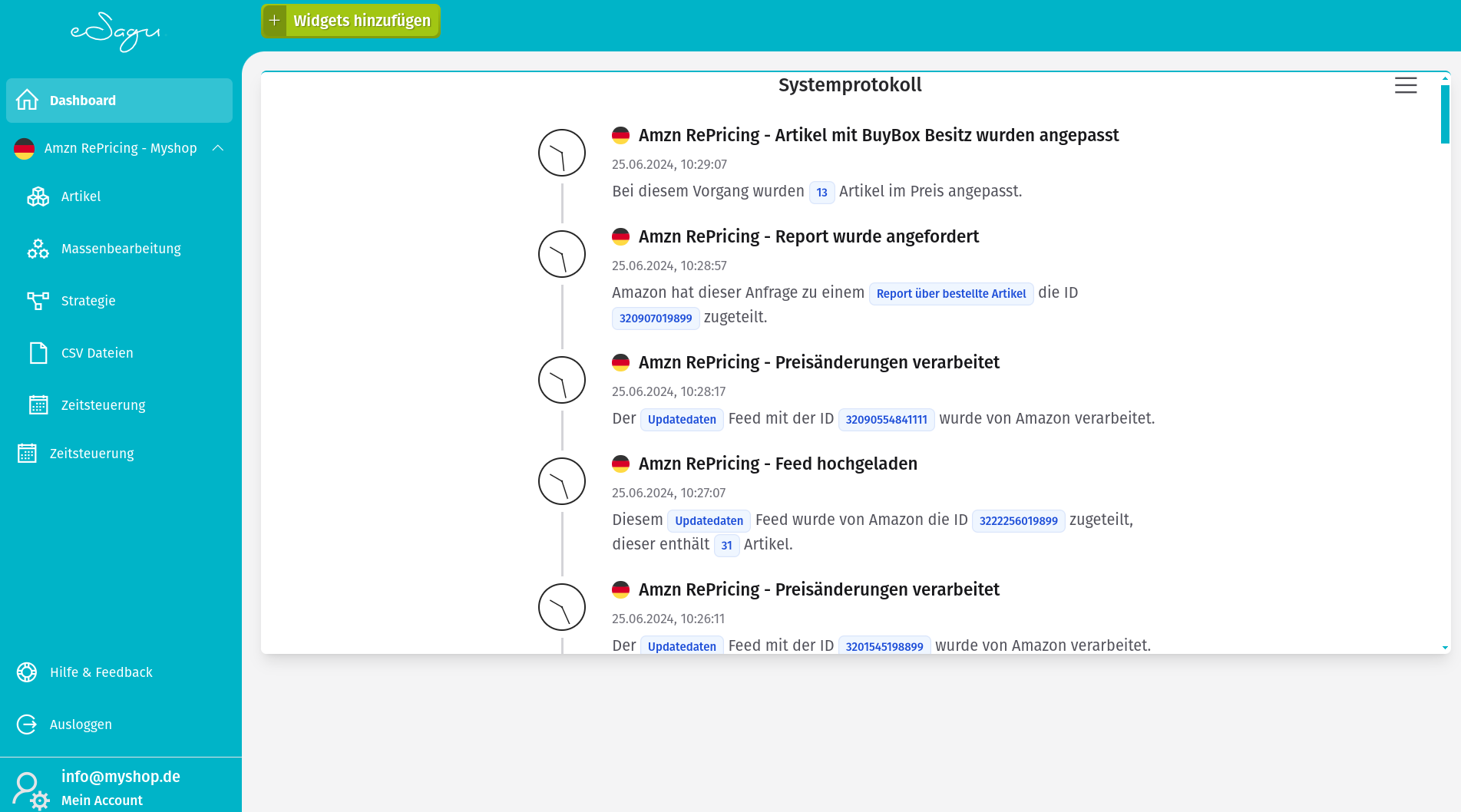 Widgets - Systemprotokoll