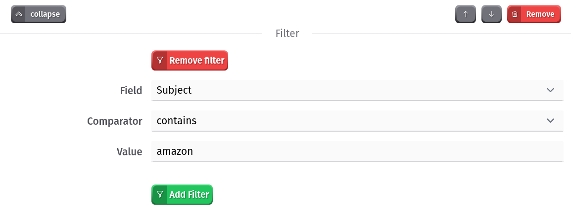 Example for comparator contains the subject amazon