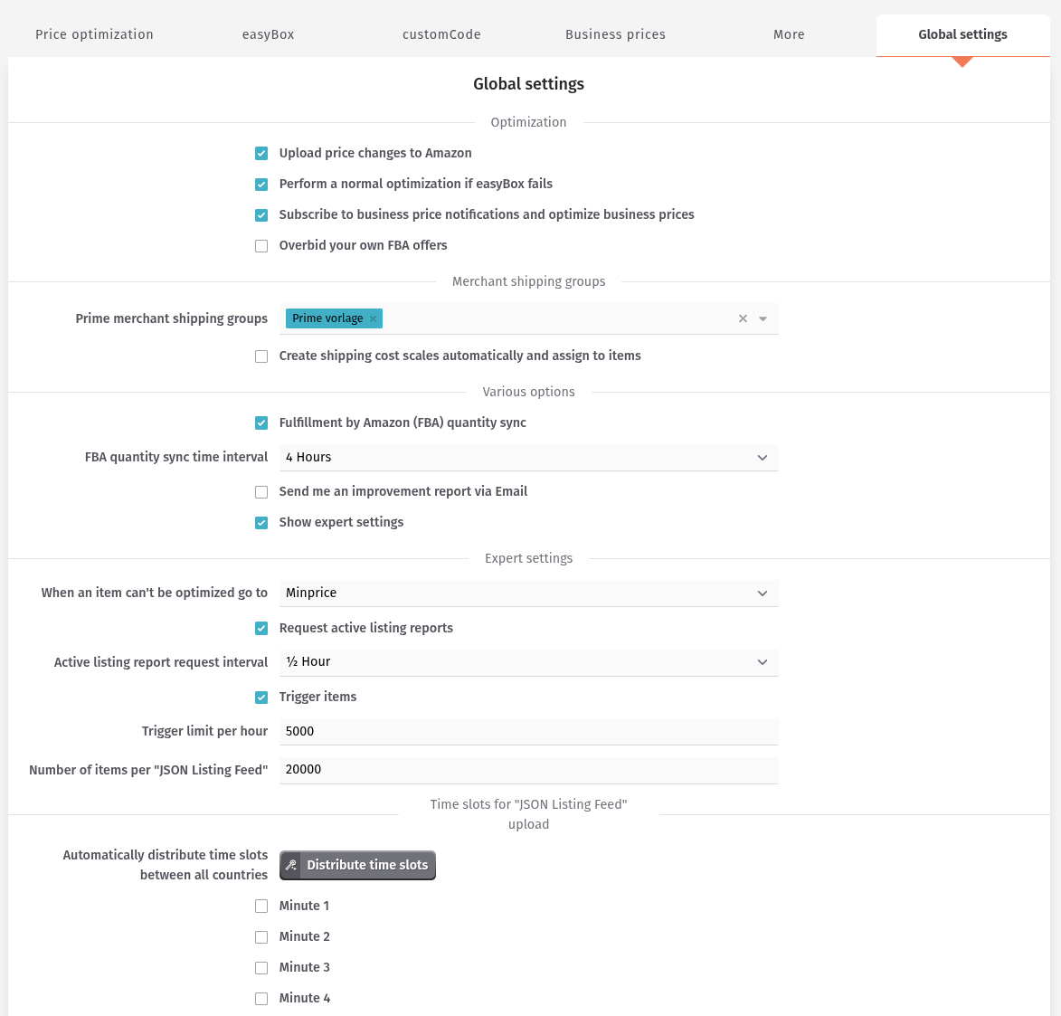 Strategies - Global settings