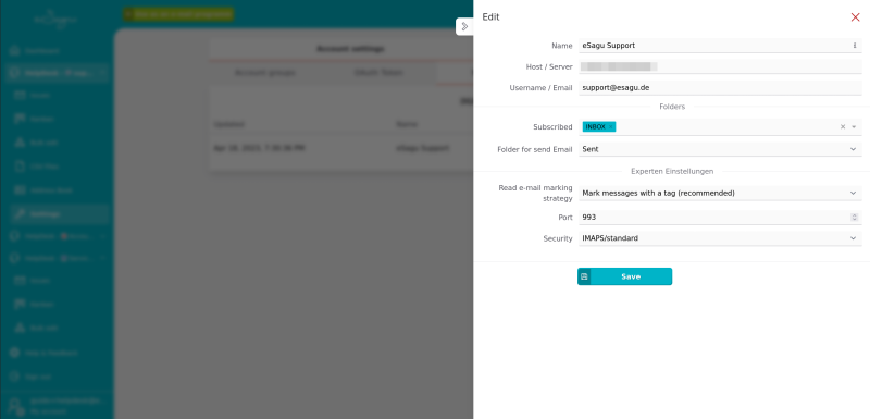 IMAP account settings