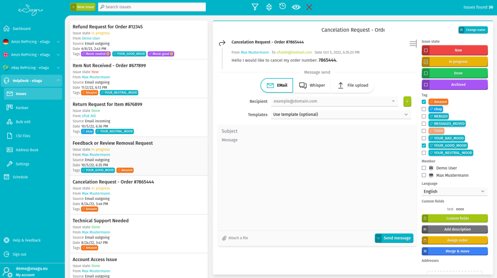 eSagu - HelpDesk - Overview of all support cases