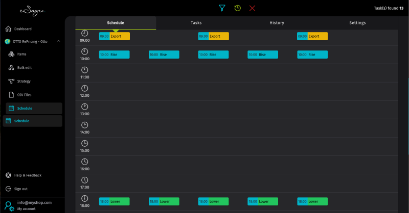 eSagu - RePricing for Otto - Scheduling that automatically activates price changes at defined times