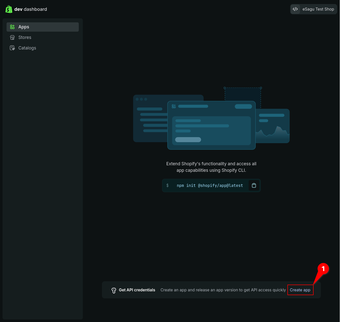 Create a new Shopify app