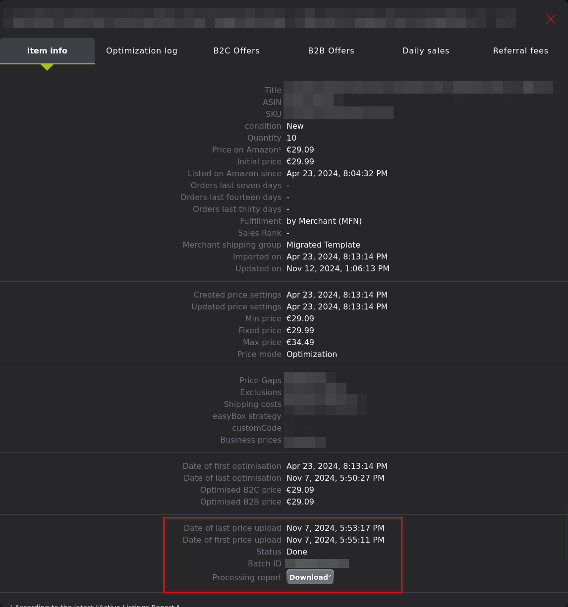 Price upload via feed