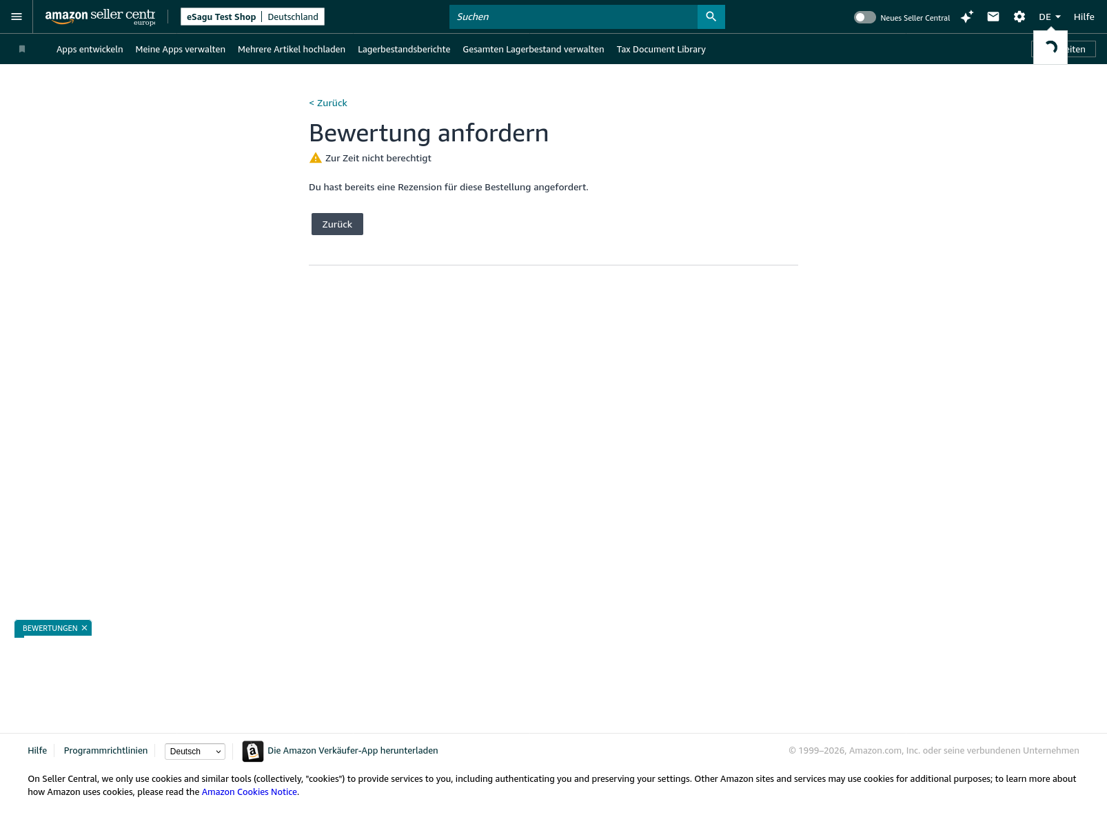 Schritt 2: Bewertungsanfrage erstellen